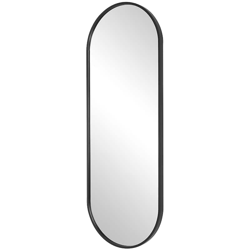 Tall Iron Framed Oval Vanity Mirror - 60" - Black