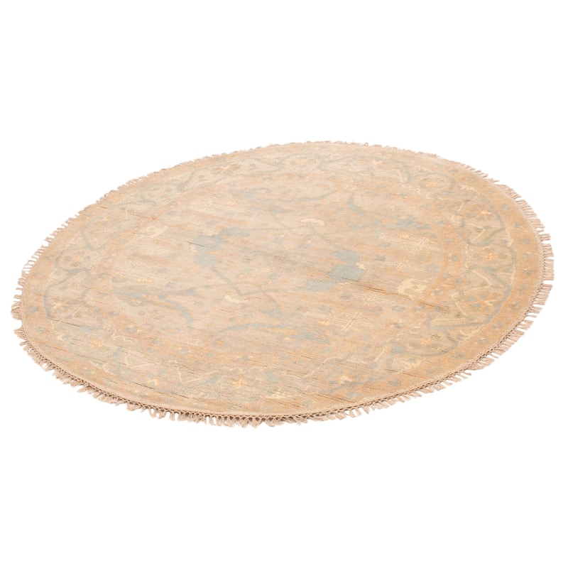 ECARPETGALLERY Hand-knotted Royal Oushak Beige Wool Rug - 5'10 x 5'10