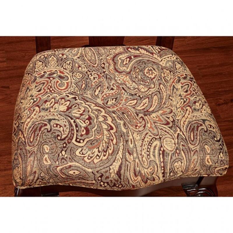 Set of 2 Fabric Dining Side Chair in Brown Cherry