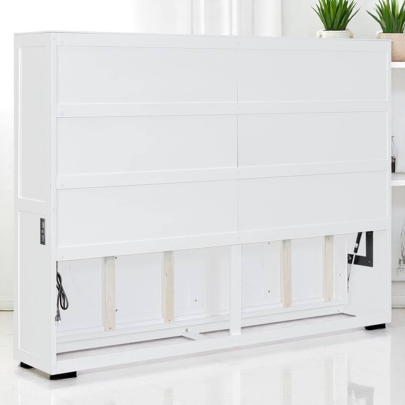 Full/Queen Size Wall Murphy Bed with Flexible Slats and Space-Saving Design
