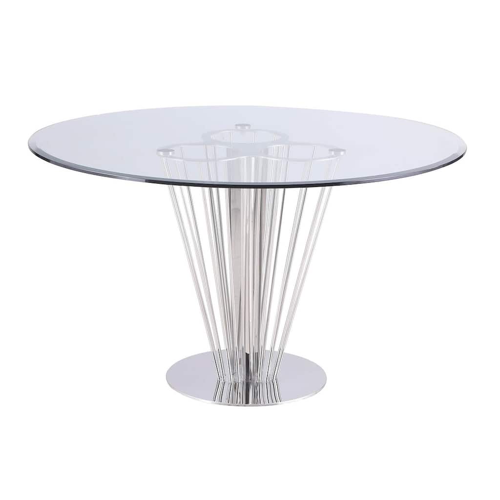 Somette Fiona Round Dining Table with Pedestal Base - Silver