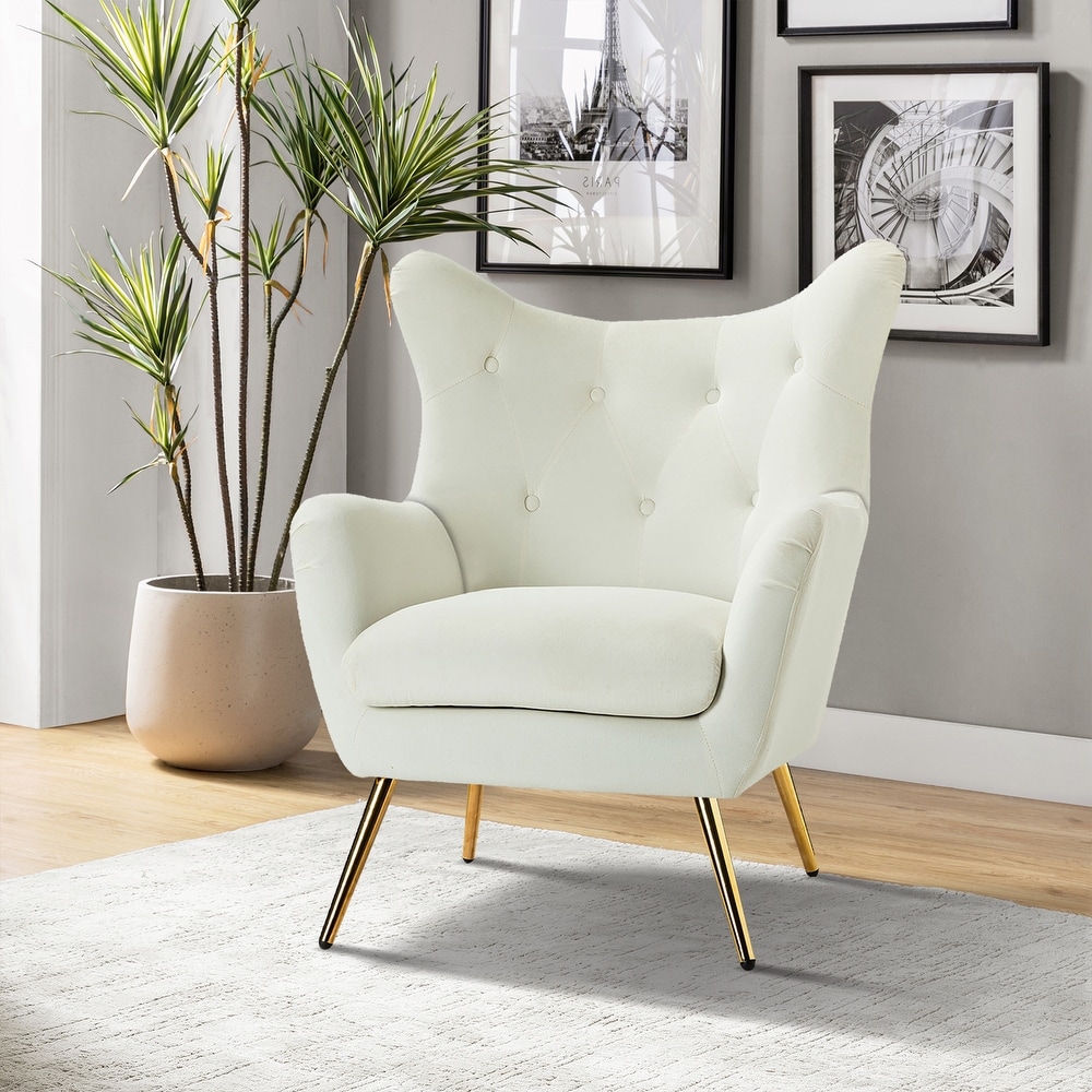 Ivory wingback accent chair store