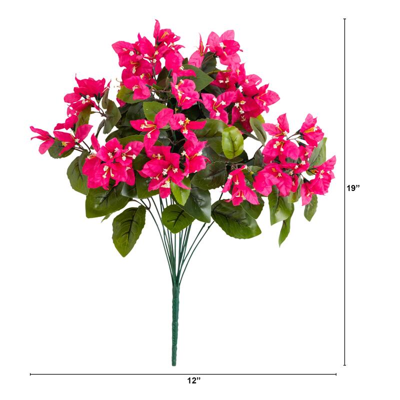 19-in UV Resistant Artificial Bougainvillea Bush - Set of 4