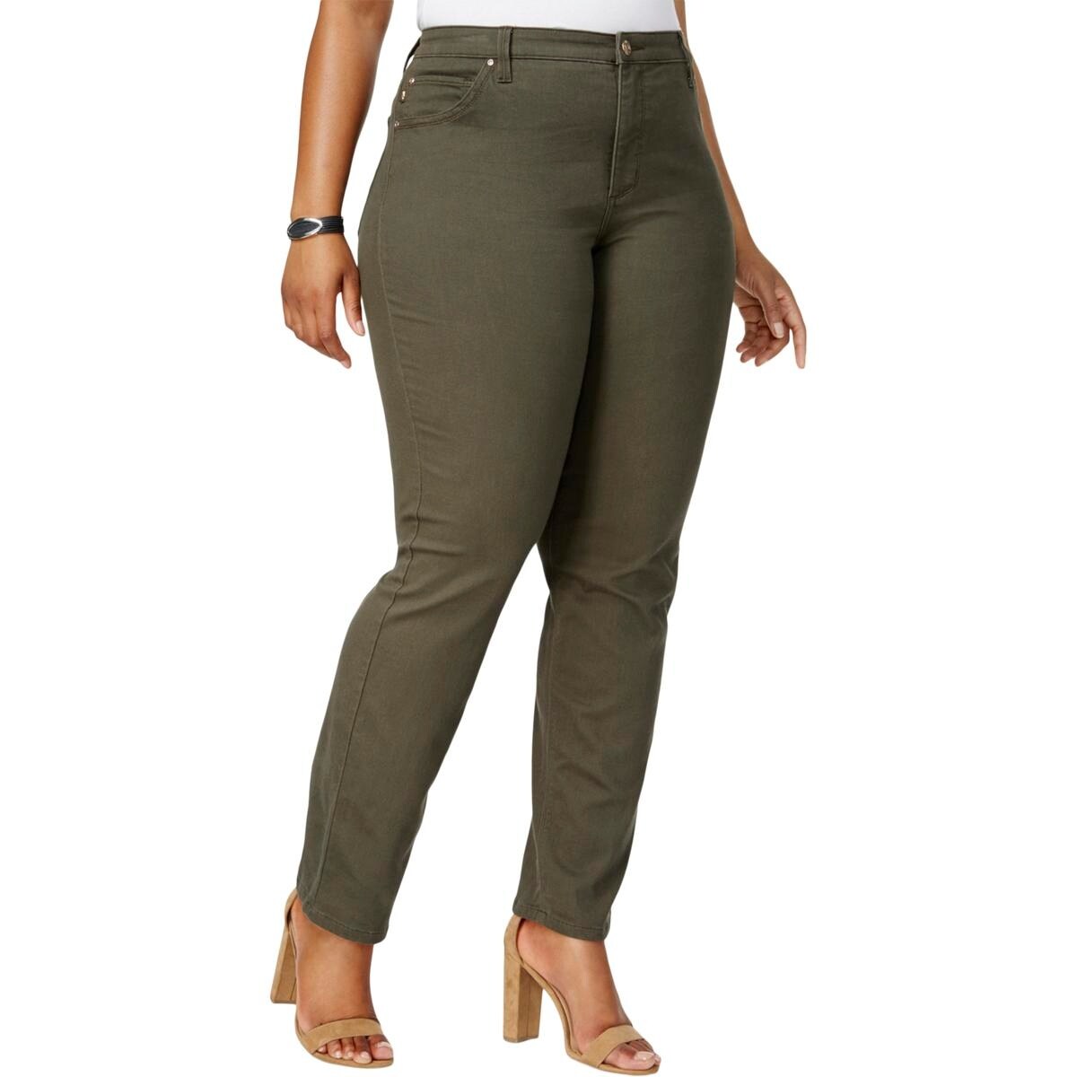 Lee Platinum Label Womens Plus Gwen Straight Leg Jeans Slimming Classic Fit