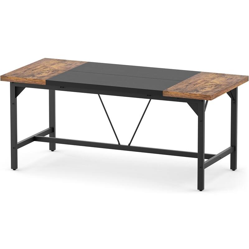 Modern Farmhose 70.8-Inch Executive Desk, Large Computer Office Desk Workstation Conference Table