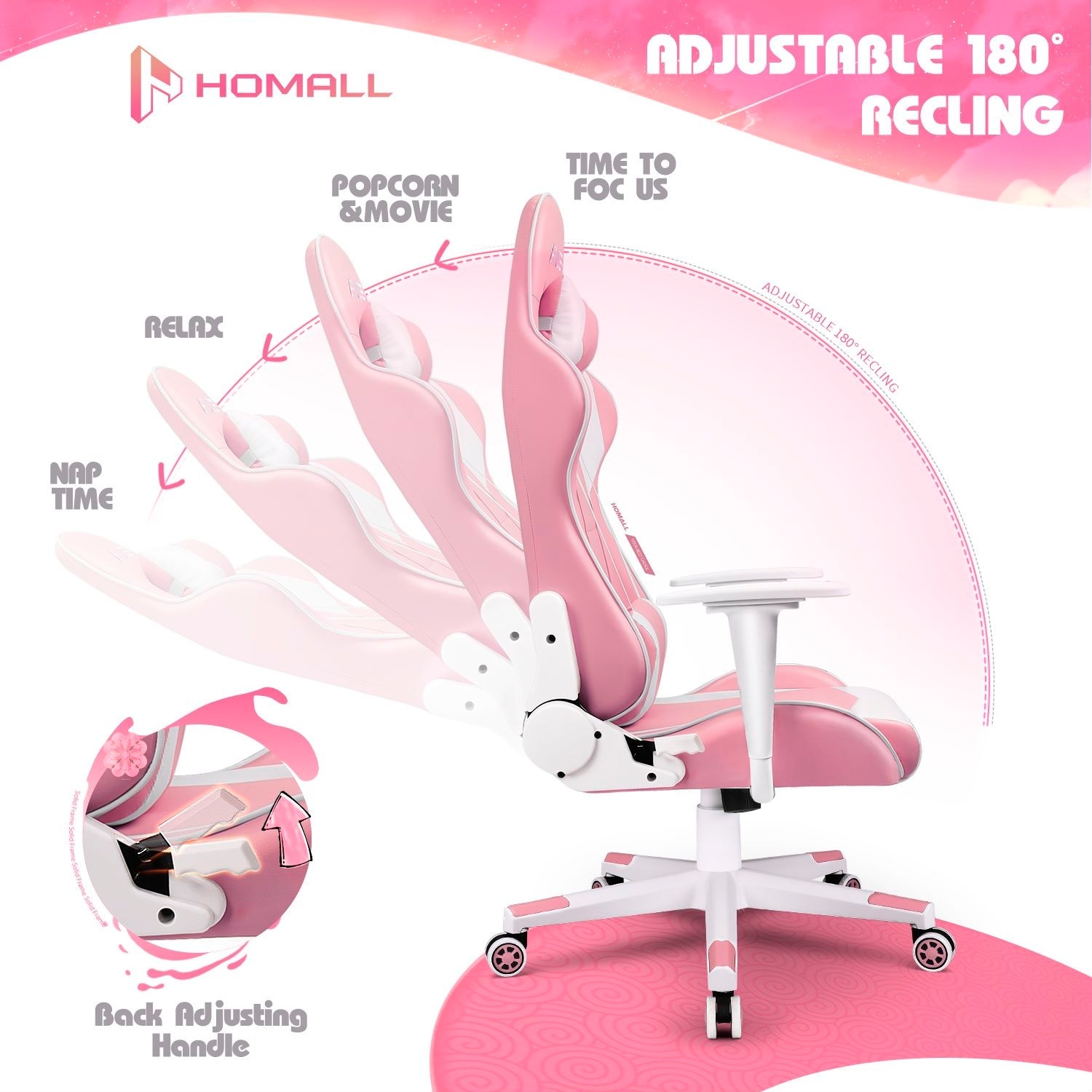 Homall Ergonomic Faux Leather Adjustable Swivel Office Gaming