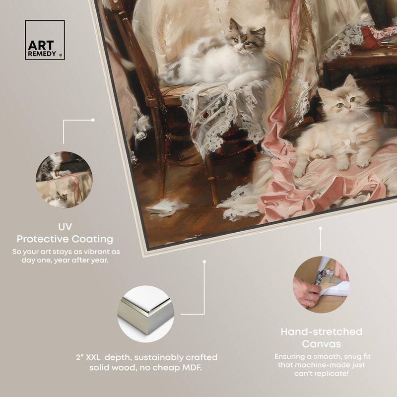 Kittens at the Table Canvas by Art Remedy