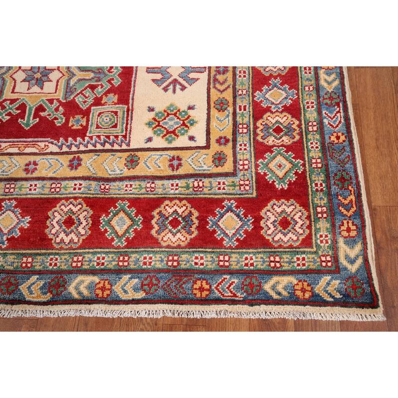 Beige Kazak Oriental Area Rug Handmade Wool Carpet - 5'2" x 6'9"