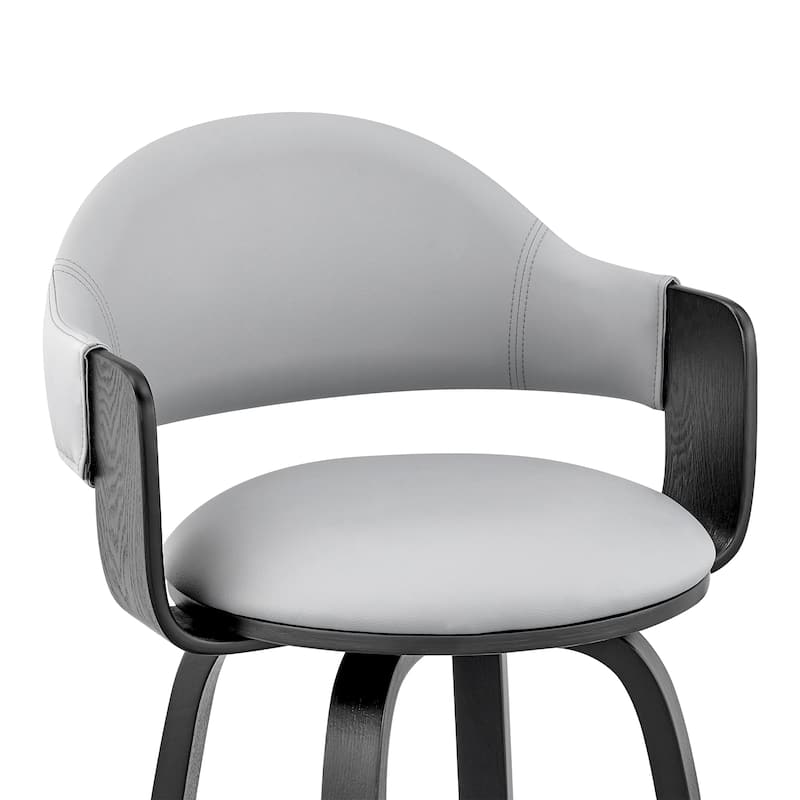 Daxton Mid-Century Swivel Bar Stool, Upholstered Counter Chair with Bentwood Legs