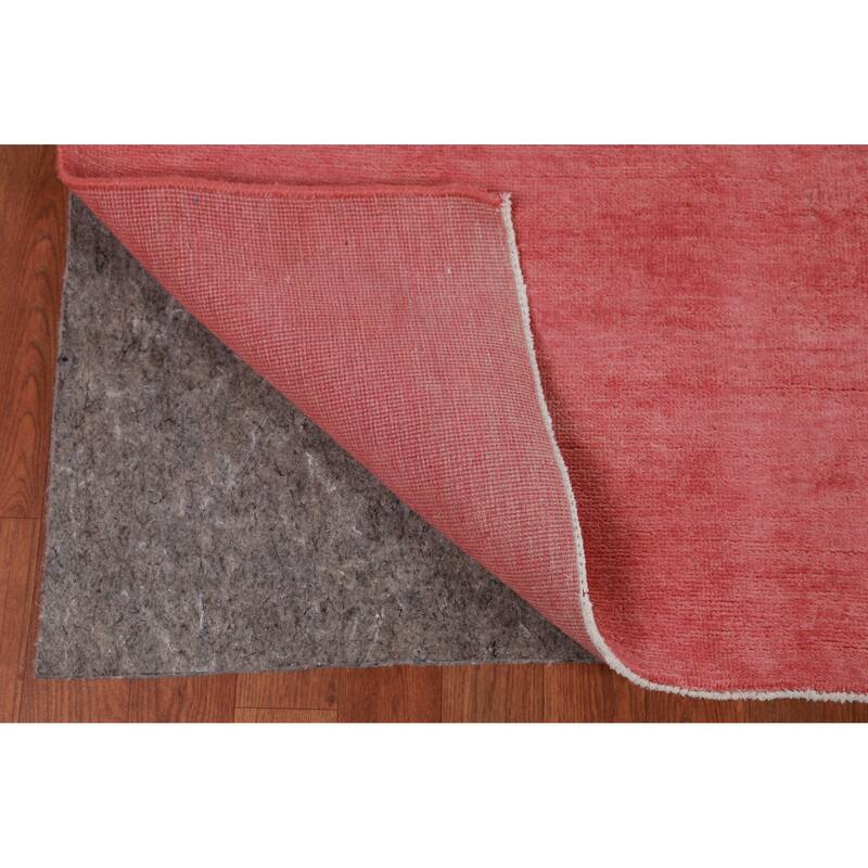 Hand Knotted Oriental 100% Wool Carpet Modern Solid Coral Gabbeh Area Rug - 12' 1'' X 9' 1''