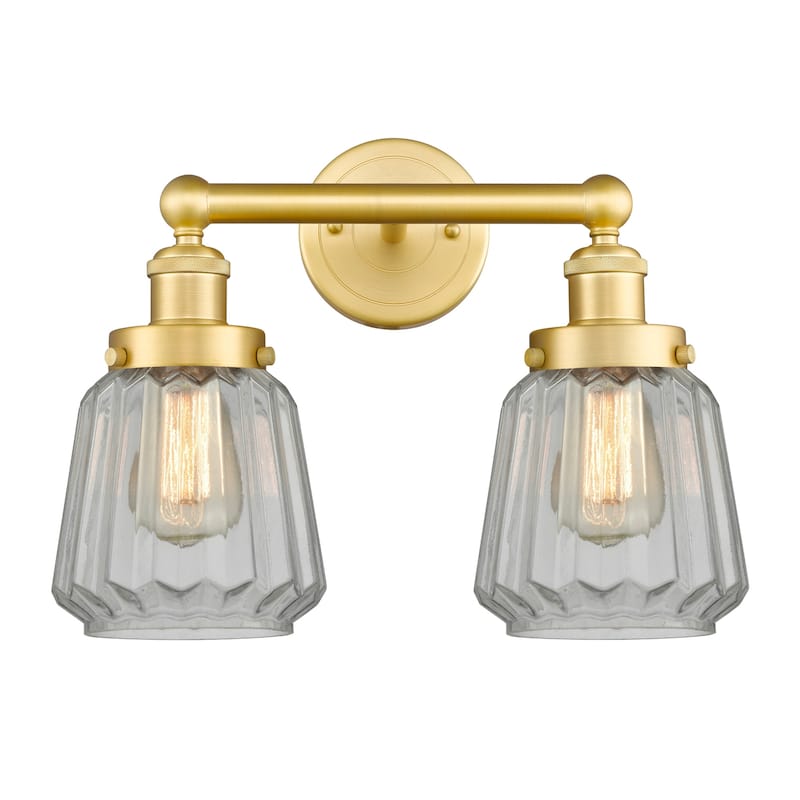 Innovations Lighting 616-2W-10-16 Chatham Vanity Chatham 2 Light 16" - Satin Gold / Clear