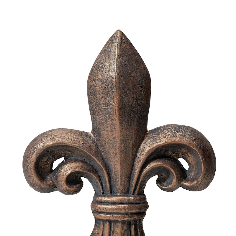MgO Bronze French Holiness Fleur De Lis LYS Garden Statue Coastal Sculpture by Glitzhome