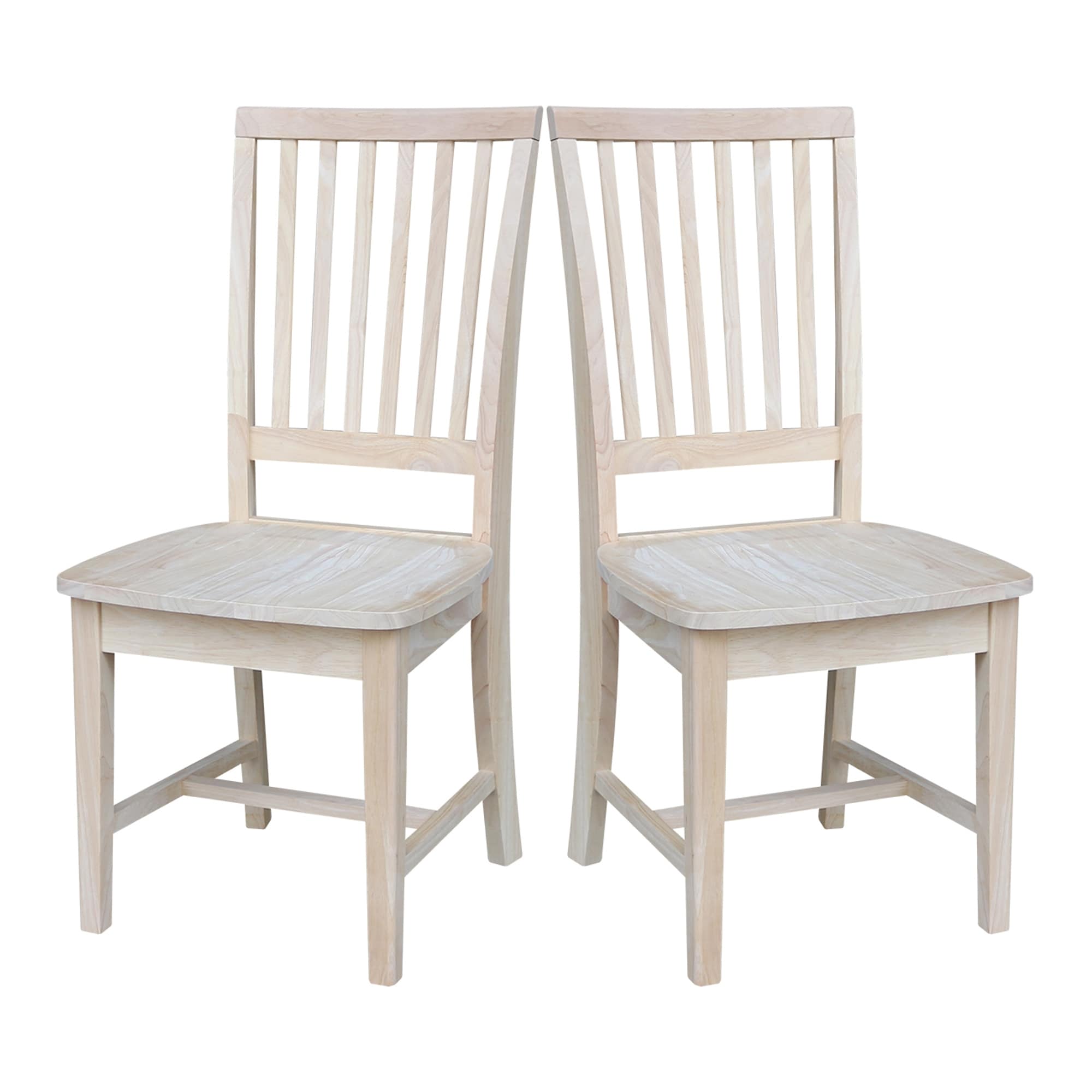 International Concepts Mission Solid Wood Slat Back Dining Chairs, Set of 2 - Available in 5 Designer Finishes