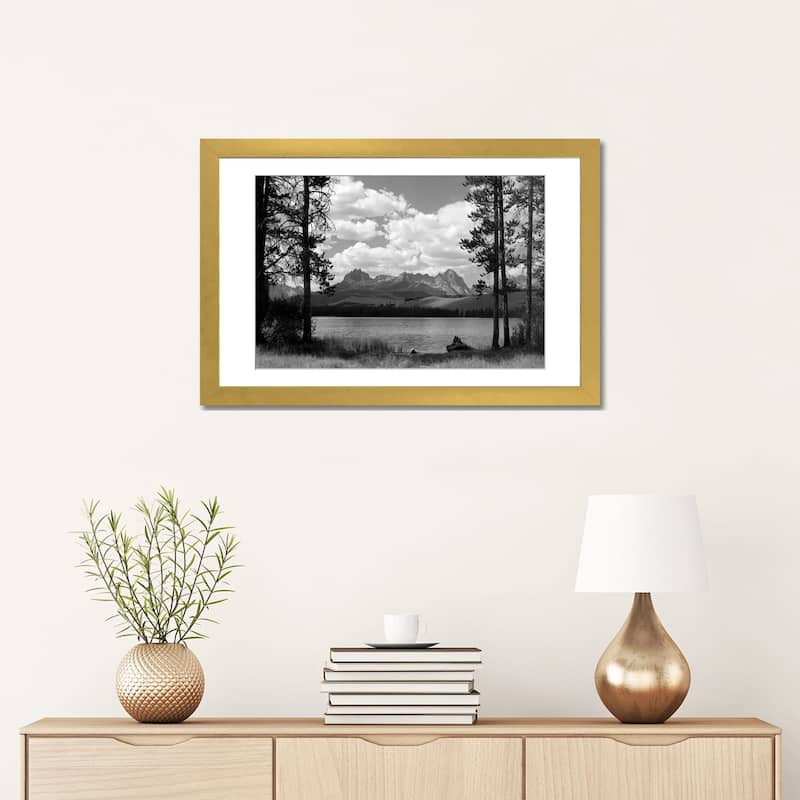 iCanvas "1960s Little Red Fish Lake In Idaho With Saw Tooth Mountains In Background Viewed" by Vintage Images