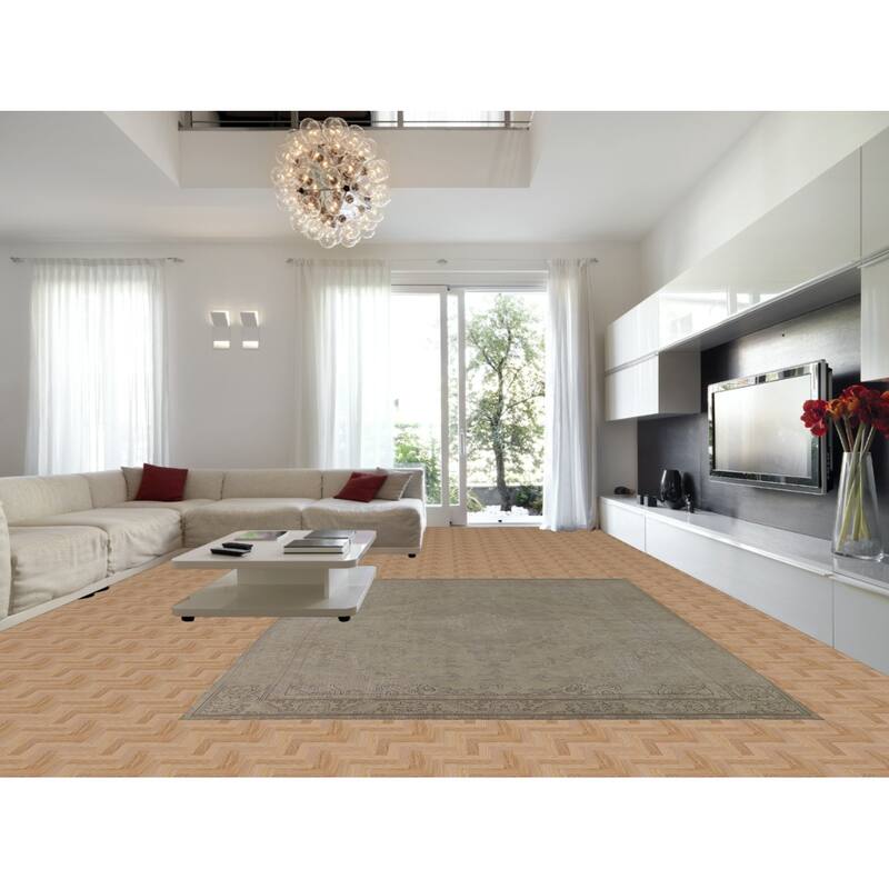 Distressed Tabriz Vintage Persian Rug Handmade Wool Carpet - 9'4" x 12'8"