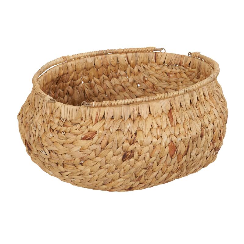 Household Essentials Water Hyacinth Wicker Basket with Handles