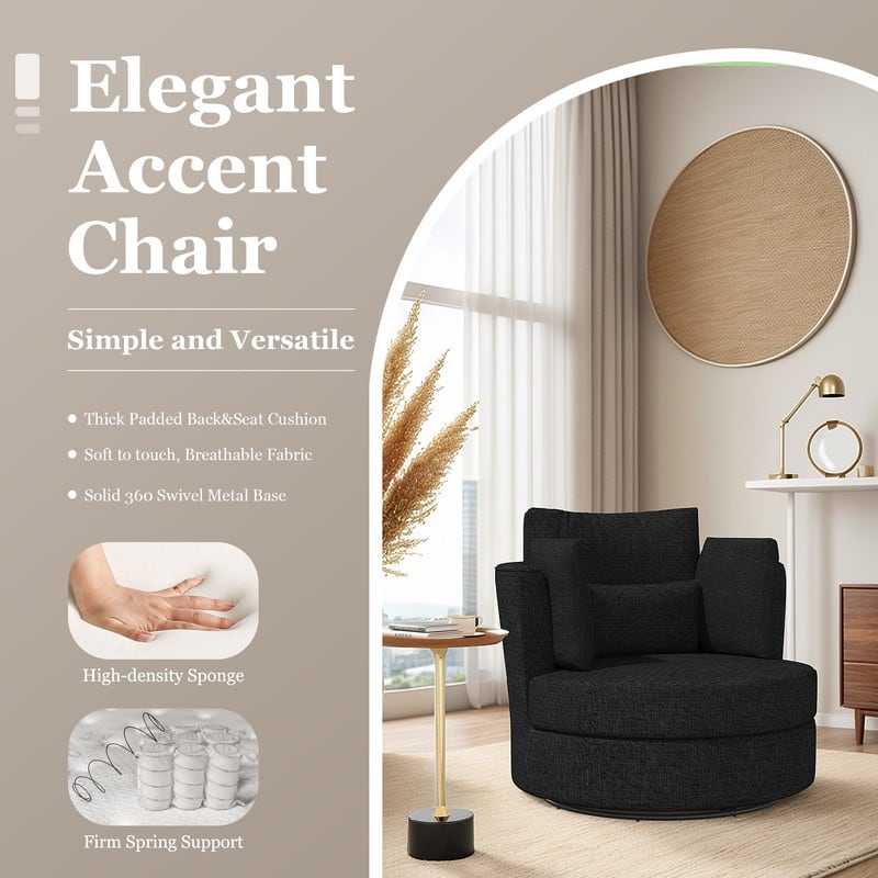 Swivel 34.7" Wide Comfortable Chenille Accent Chair (Set of 2)