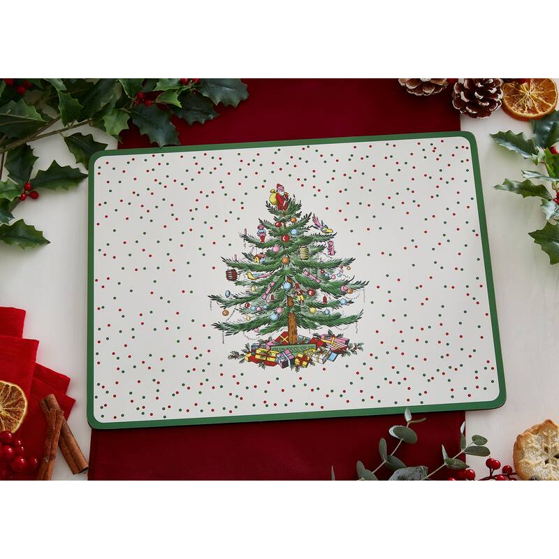 Pimpernel Christmas Tree Polka Dot Placemats Set of 4 15.7 Inch x 11.