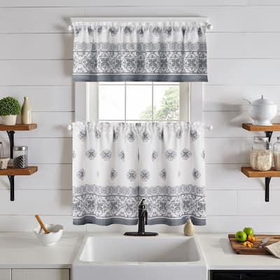 Amani Tile 3-Piece Kitchen Curtain Tier Set & Valance