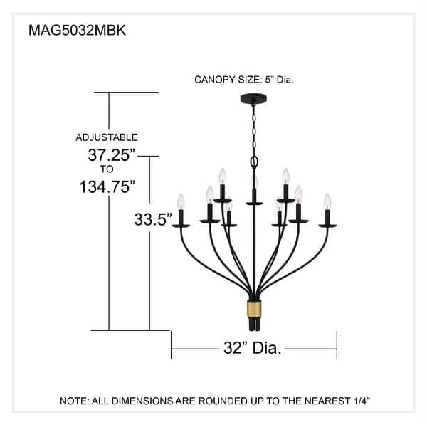 Margaret 9-Light Matte Black Chandelier