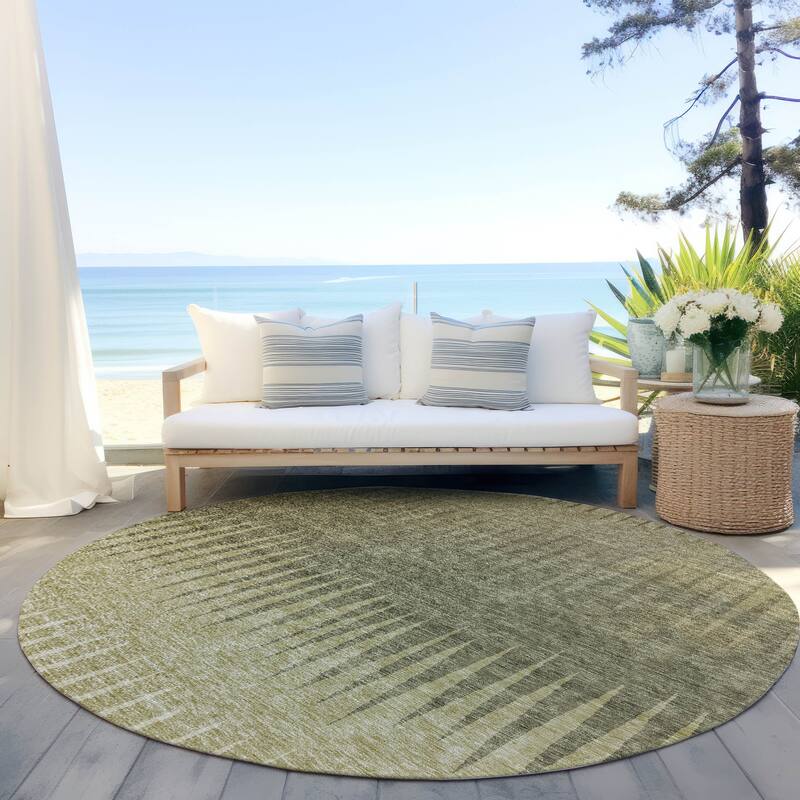 Machine Washable Indoor/ Outdoor Chantille Contemporary Ombre Rug - Green - 8' x 8'
