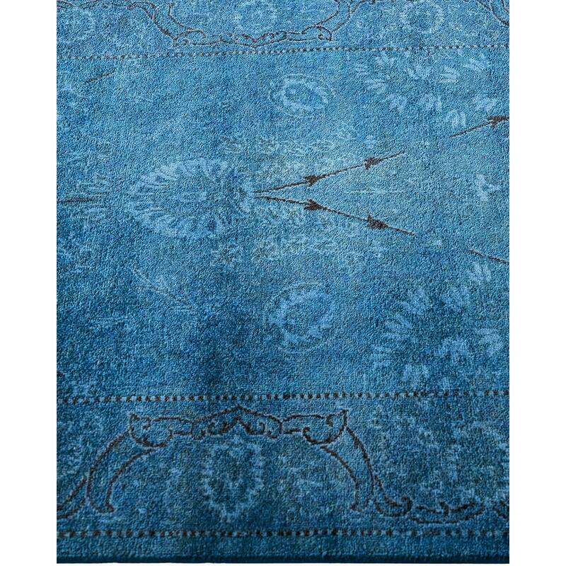 Fine Vibrance One-of-a-Kind Hand-Knotted Runner Rug - Blue, 2' 9" x 12' 4" - 2' 9" x 12' 4"