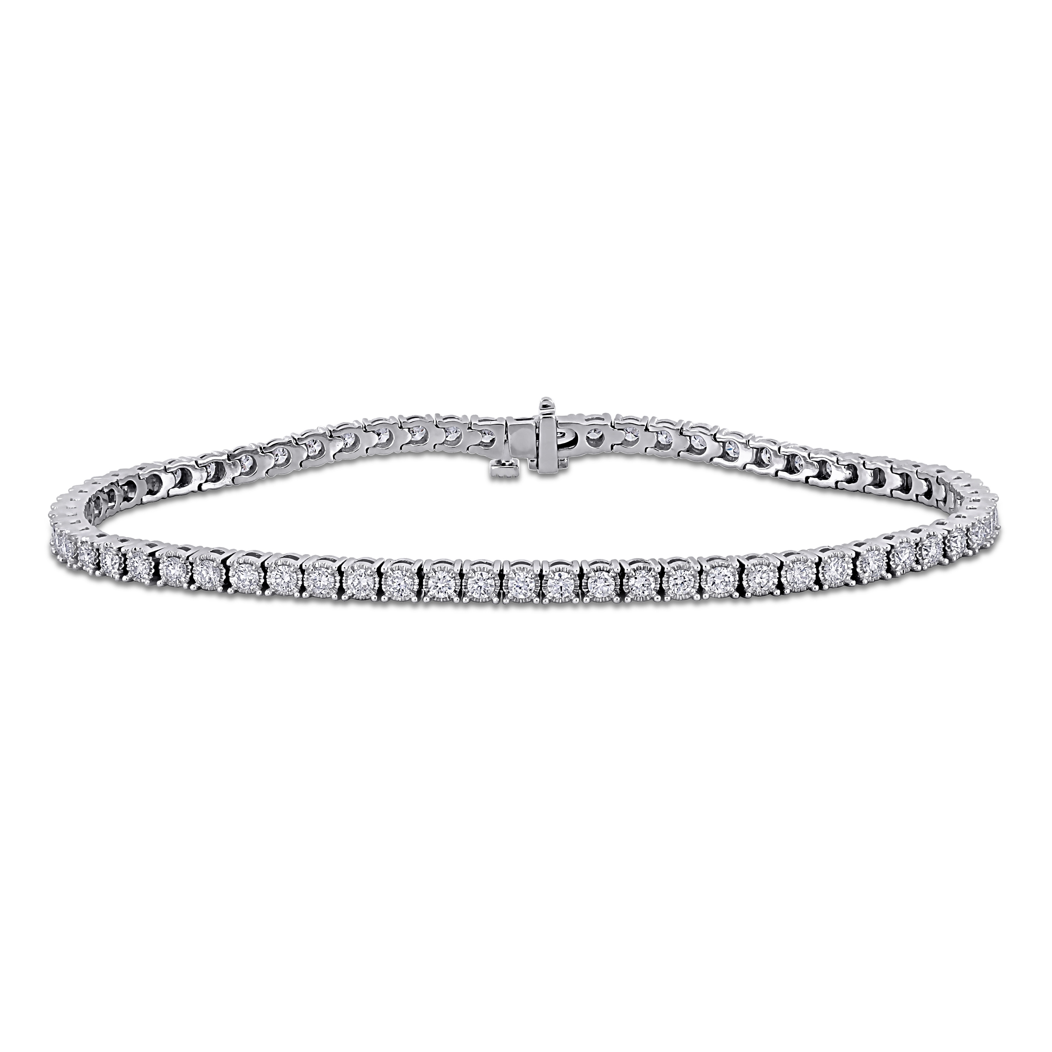 Miadora 3 1/7ct TW Lab-Grown Diamond Tennis Anklet in 14k White Gold