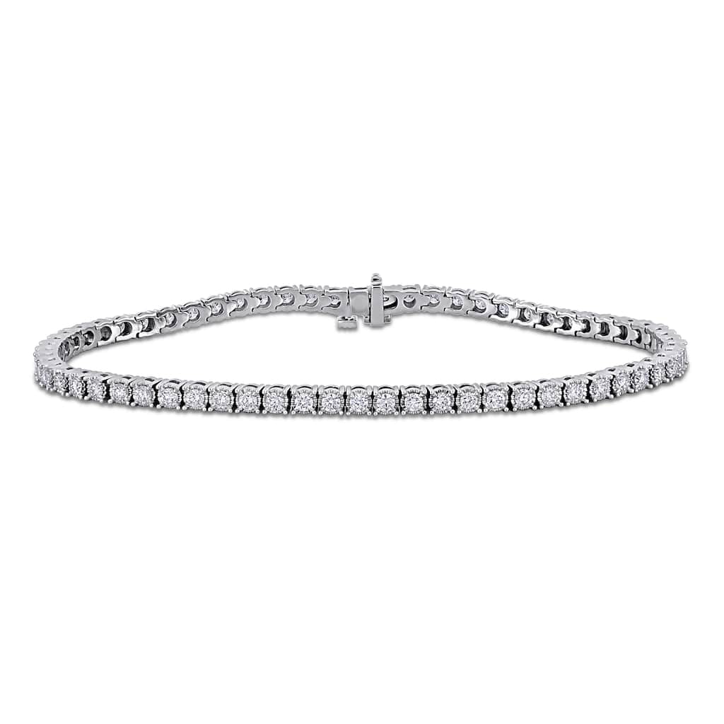Miadora 3 1/7ct TW Lab-Grown Diamond Tennis Anklet in 14k White Gold