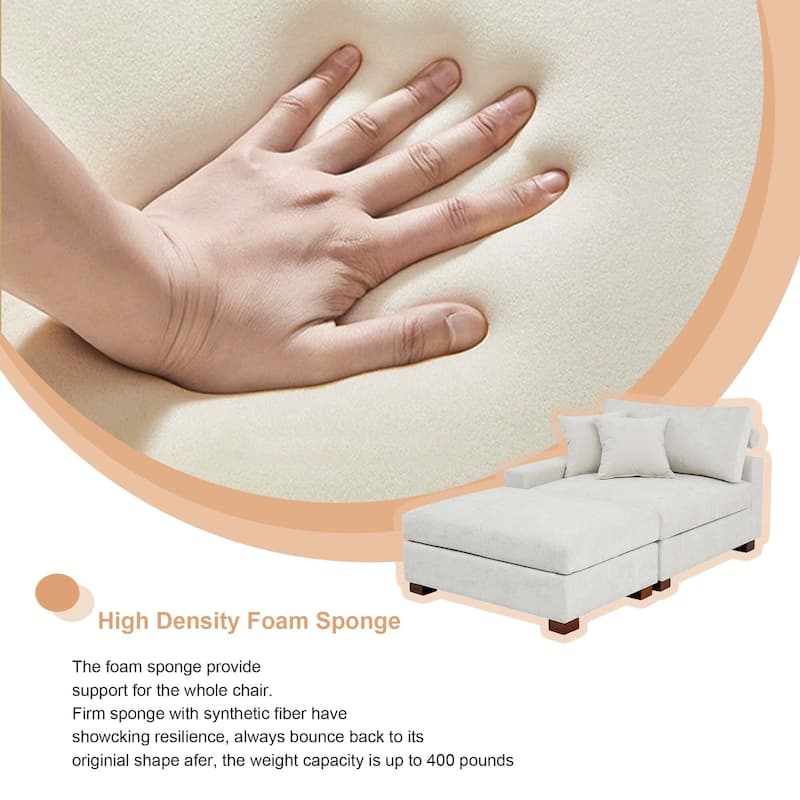 Oversized Chenille Modular Armchair And Ottoman Set Living Room Set