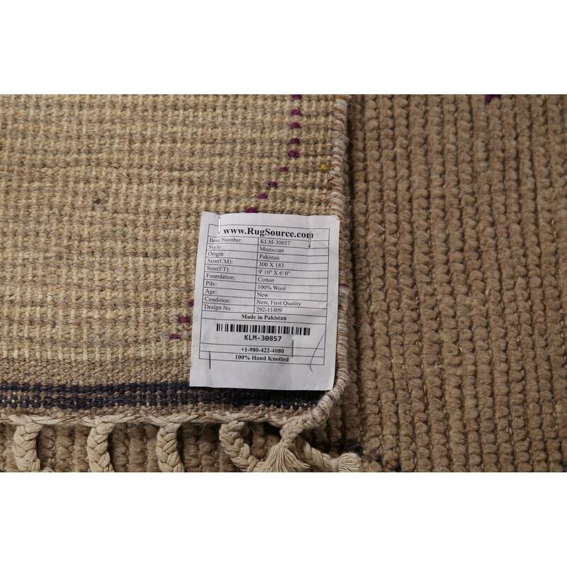 Abstract Moroccan Area Rug Hand-Knotted Wool Carpet - 6'0"x 9'10"