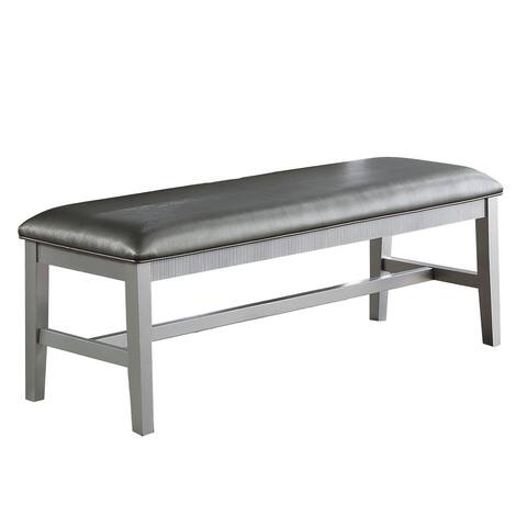 PU Upholstered Dining Bench in Dark Gray
