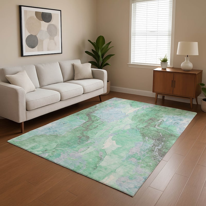 Premium Washable Super Soft Modern Contemporary Mayfield Rug - Seafoam - 8' x 10'