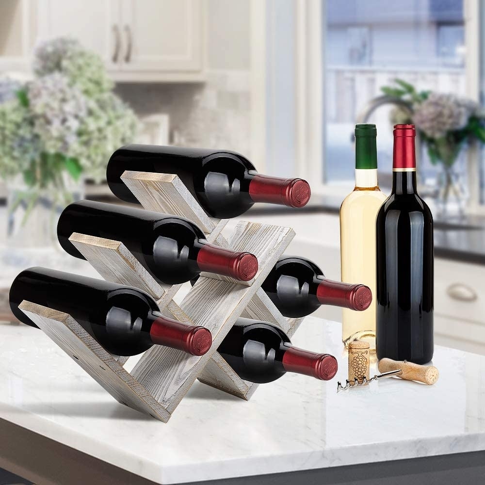 Wooden Wine Rack Butterfly Style Stores 8 Bottles of Wine