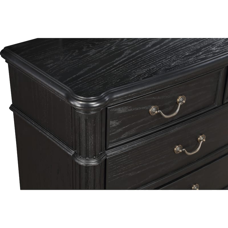 Aliana 3 Piece Black Modern Contemporary Solid Wood, Veneers Fabric Upholstered Bedroom Set