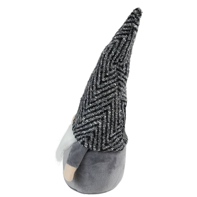 Standing Gnome with Chevron Hat Christmas Figure - 12" - Gray and White