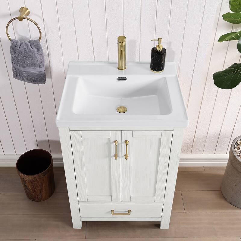 Gela Single Sink Bath Vanity with Drop-In White Ceramic Basin