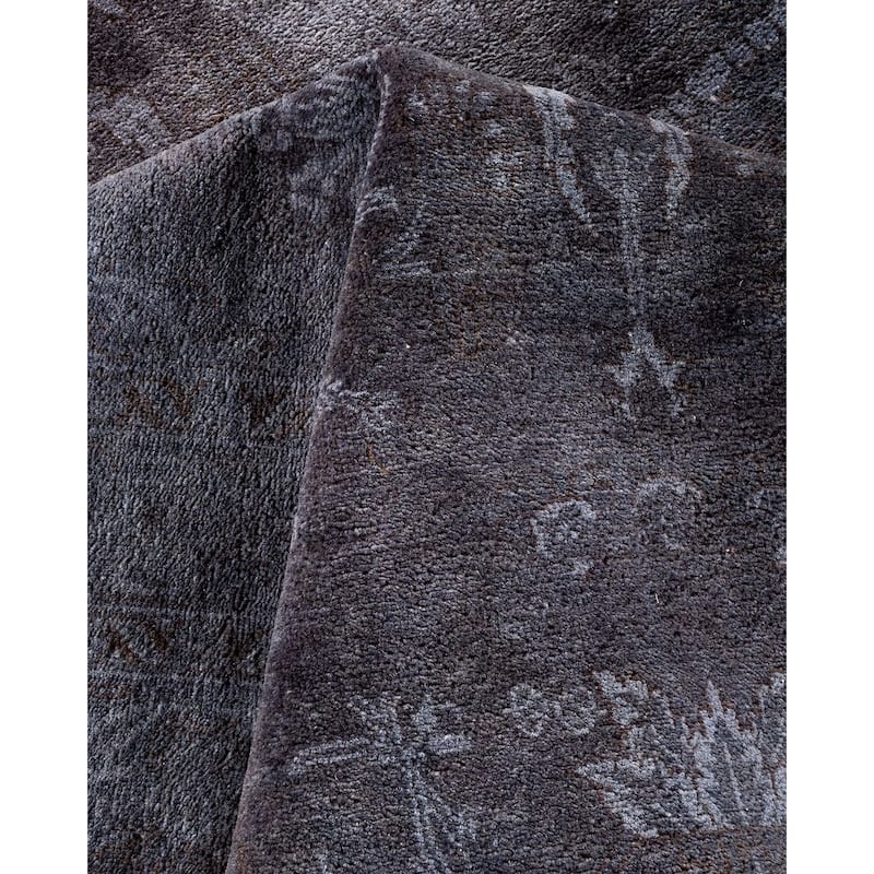 Overton Hand Knotted Wool Vintage Inspired Modern Contemporary Overdyed Purple Area Rug - 9' 1" x 12' 3"