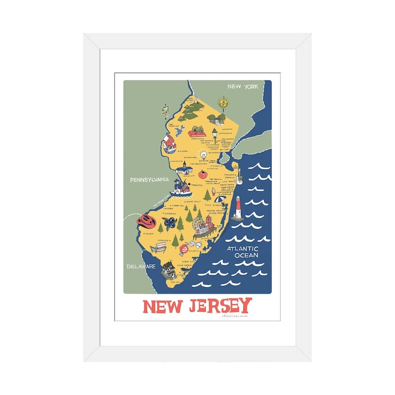 iCanvas "New Jersey II" by Vestiges - White - 24x16x1