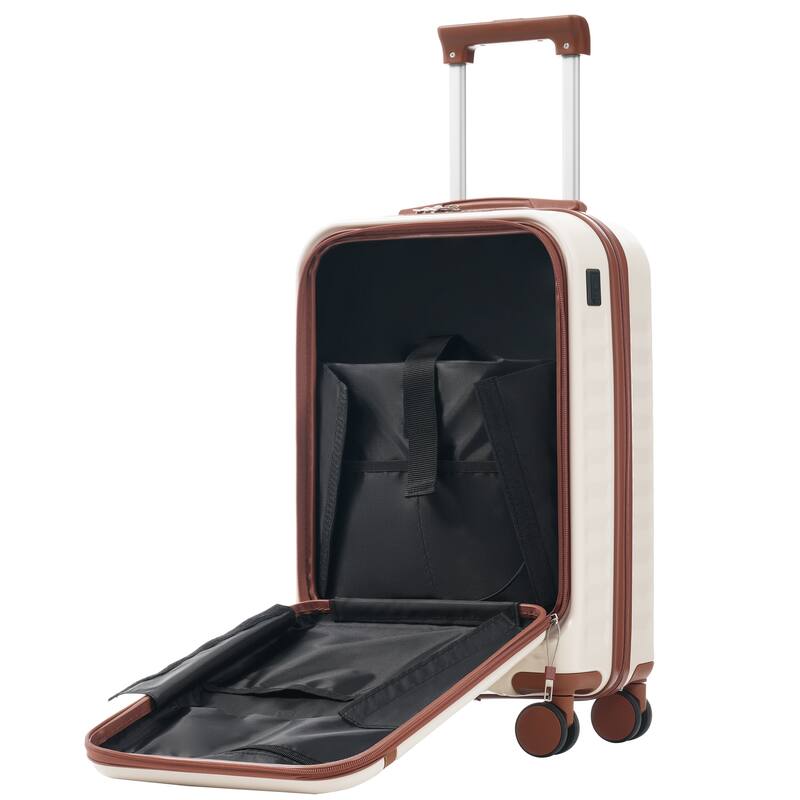 Classic 3 Piece Expandable Luggage, Front Opening ABS Hardside Carry on Suitcase with Handle Bag Spinner Wheels and TSA Lock
