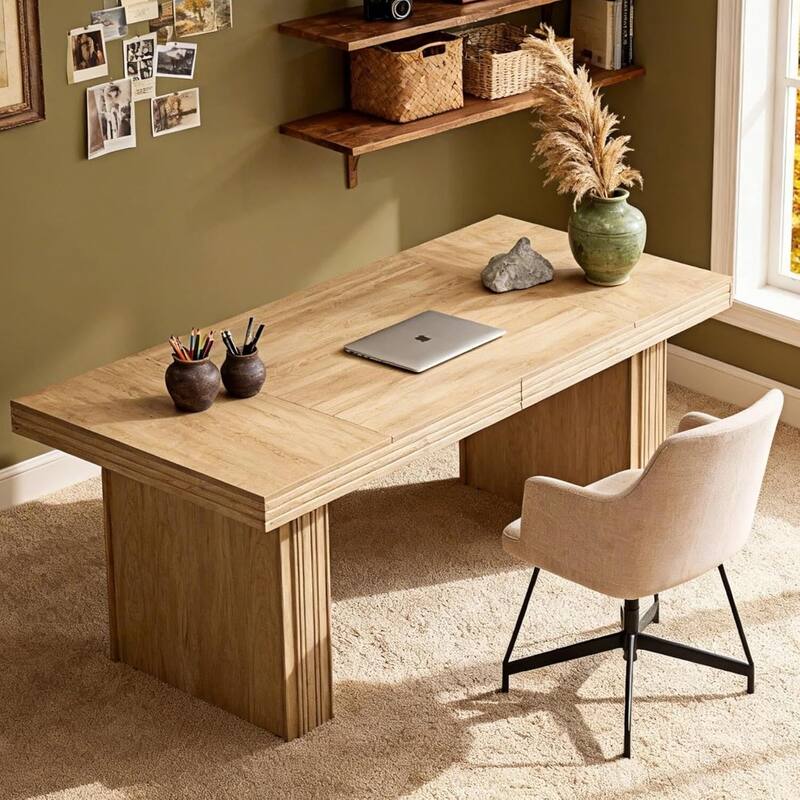 63" Modern Computer Desk, Farmhouse Executive Desk Workstation for Home Office