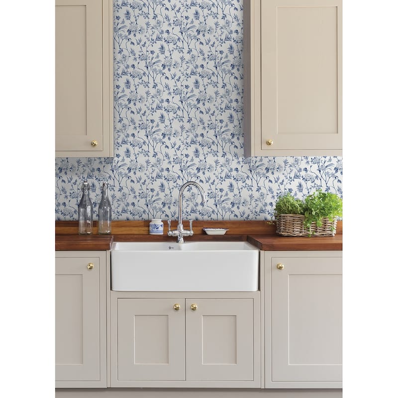NuWallpaper Chinoiserie Garden Indigo Peel and Stick Wallpaper