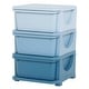 preview thumbnail 1 of 8, 3 Tier Kids Storage Unit Dresser Tower with Drawers Chest Toy Organizer for Bedroom Nursery Kindergarten Living Room Blue