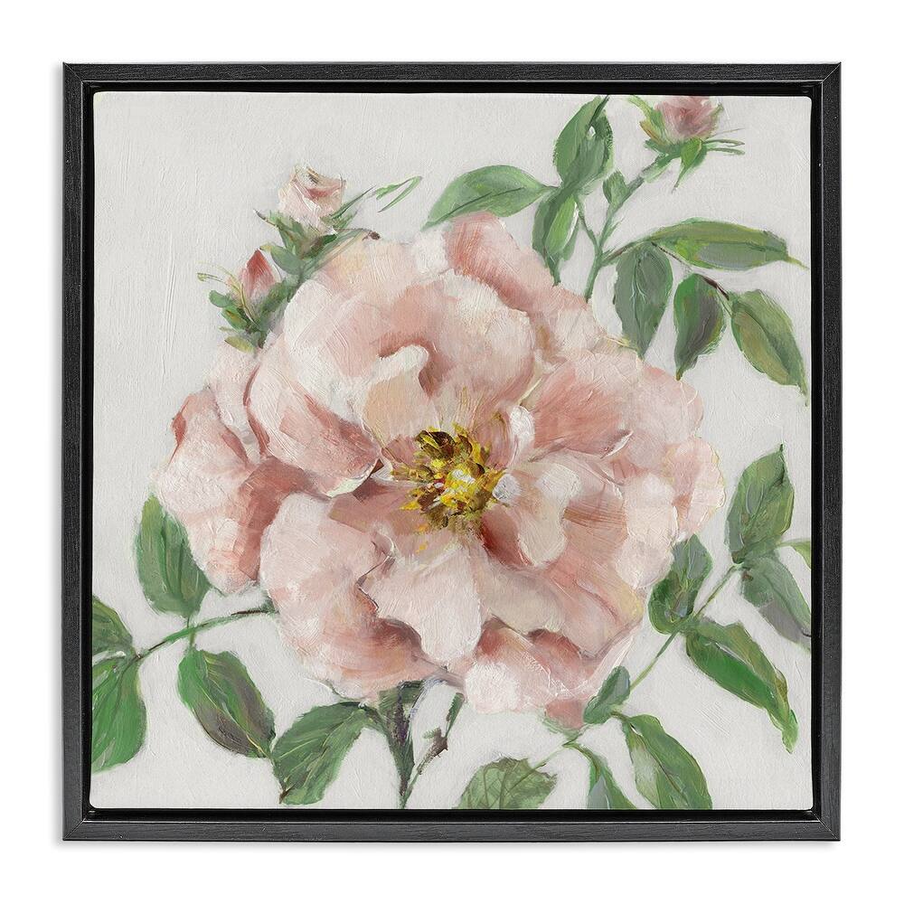 Stupell Traditional Single Pink Blossom Framed Floater Canvas Wall Art Design By Sally Swatland
