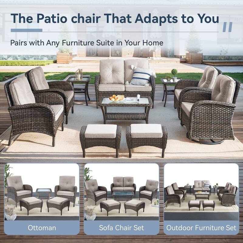 Gymojoy Stylish High Back Outdoor Wicker Dining Chairs Set of 2