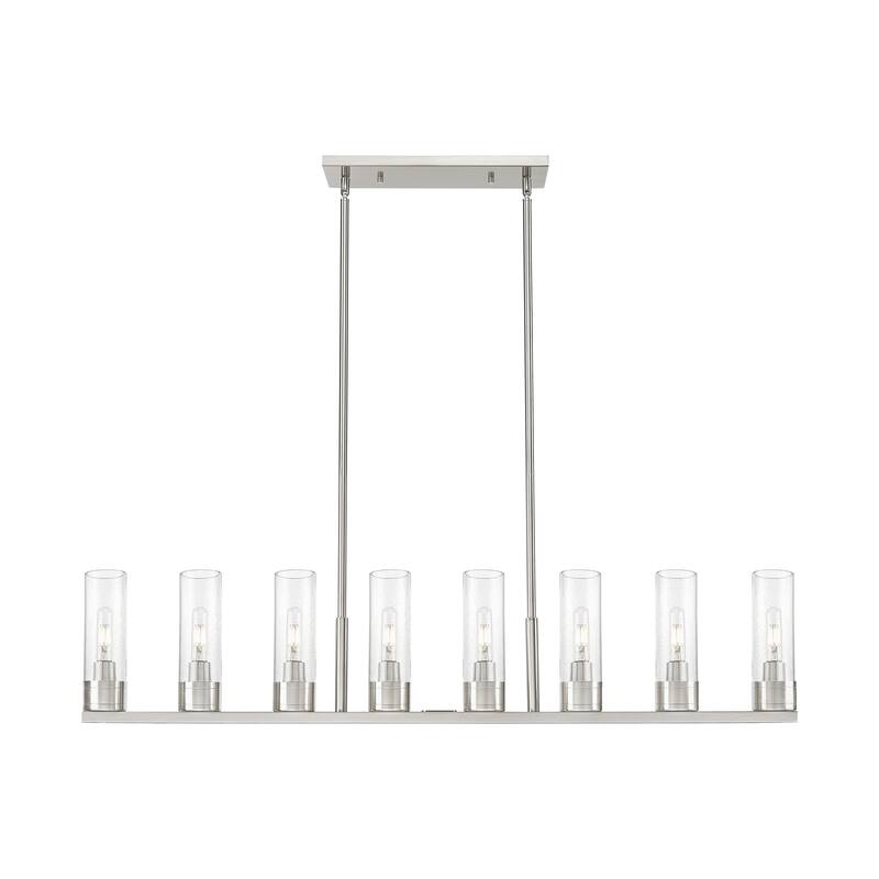 Innovations Lighting Downtown Urban - Boreas - 6 Light 48" Stem Hung Island Light with 8" Shades - Satin Nickel/Seedy