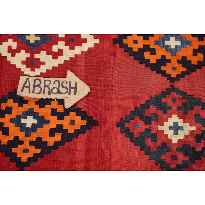 Vegetable Dye Kilim Qashqai Persian Vintage Rug Flatweave Wool Carpet - 4'6"x 9'7"
