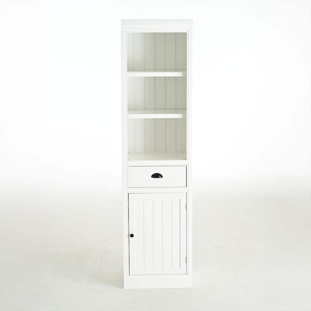 75'' Tall Display Shelf with Cabinet, Retro Style cabinet for Hallways Living Room, Kitchen, Home, Studio or Workspace - White