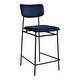preview thumbnail 2 of 2, Aurelle Home Sally Modern Iron Frame Blue Polyester Upholstered Counter Stool