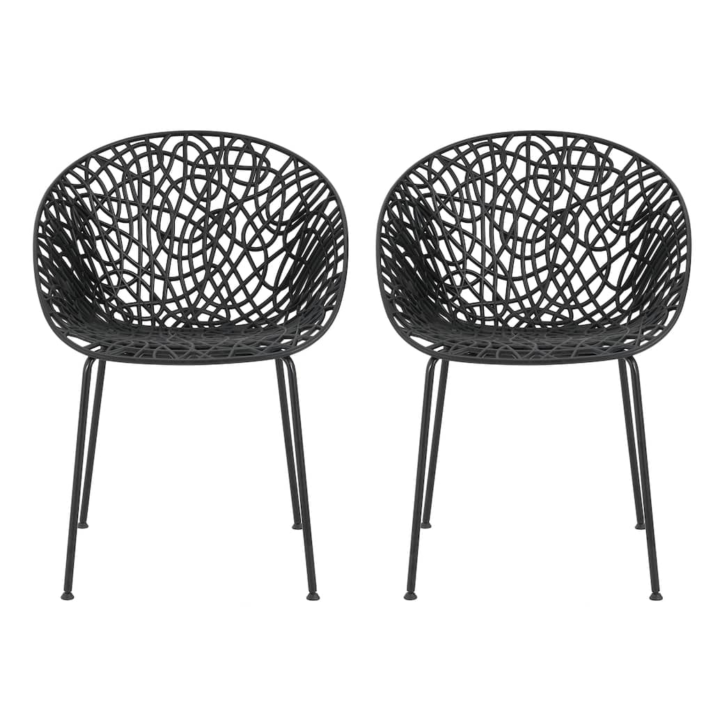 Black Dining Chairs Leisure Chair Reading Chair Accent Chair Set of 2, Reception Chair Side Chair with Iron Frame