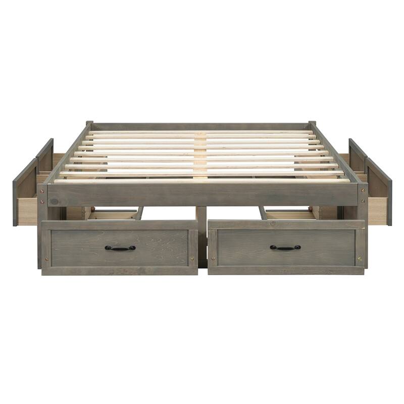 Full Size Platform Bed with 6 Storage Drawers
